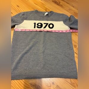 Bella Freud 1970 wool Pullover Sweater in Heather grey and Cream